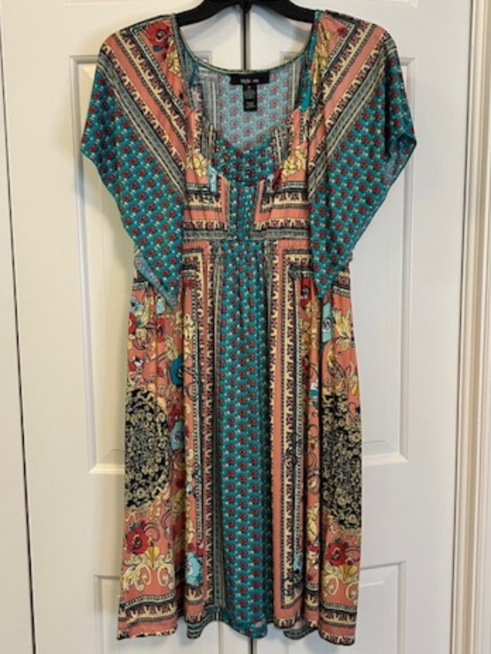 Style & Co Boho Embellished Floral Kimono Sleeve Dress | Size M | EUC